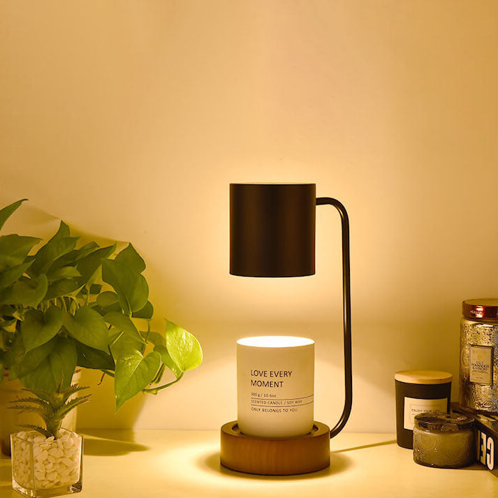 Japanese Minimalist Candle Warmer Lamp | Wooden Base Dimmable Wax Melter | Wood Metal Nordic