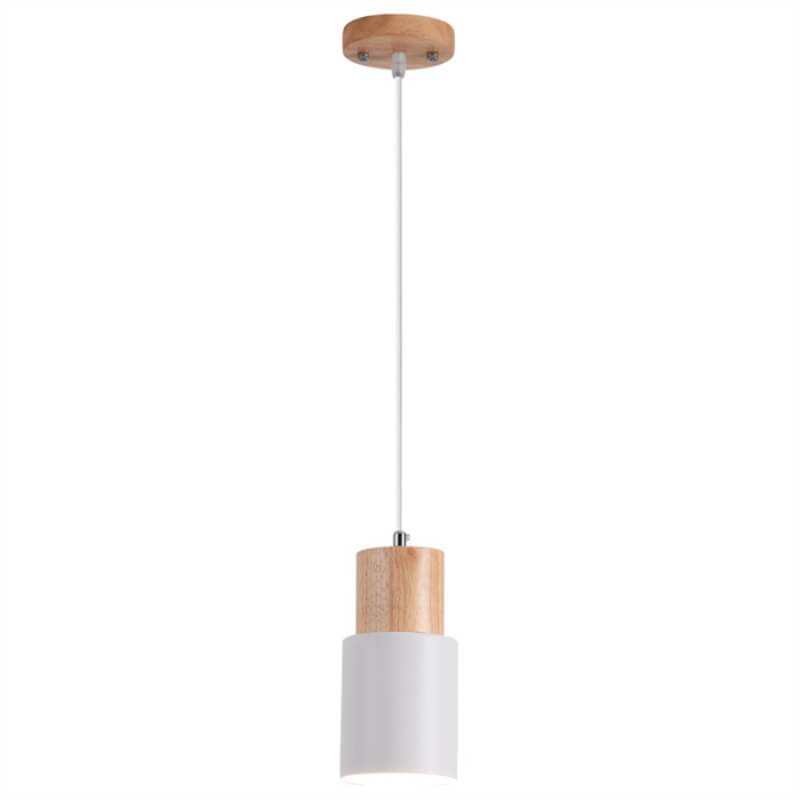 Nordic Macaron Cylinder Pendant Light | Modern Wood & Metal Design | Aluminium Adjustable