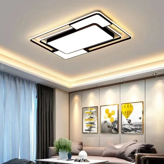 Remote-Controlled LED Ceiling Light | Modern Geometric Design | Adjustable Bedroom