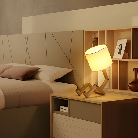 Rilna Table Lamp | Flexible Wooden Design Light | Wood Adjustable Handcrafted Bedside