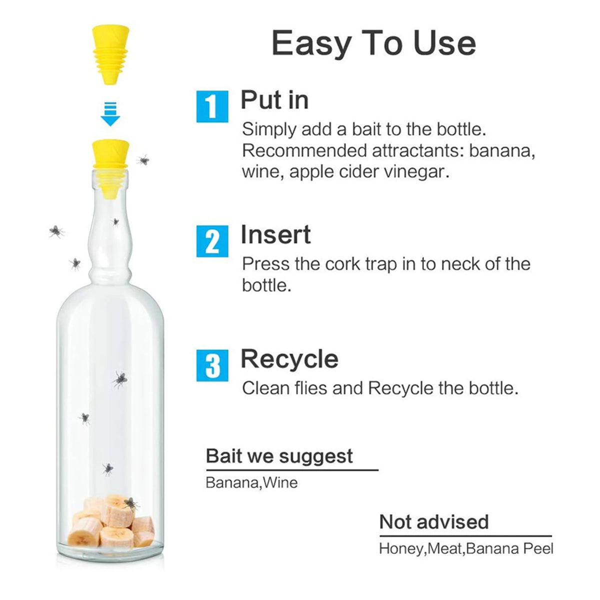 Reusable Silicone Fruit Fly Trap Funnel