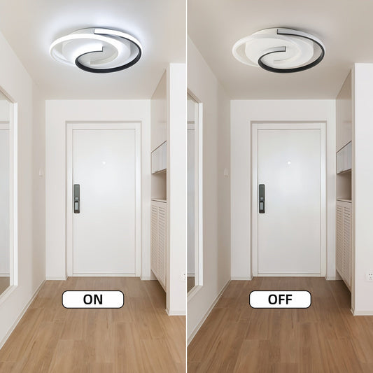 Modern Spiral LED Ceiling Light | Minimalist Round Flush Mount Fixture | Adjustable Bedroom