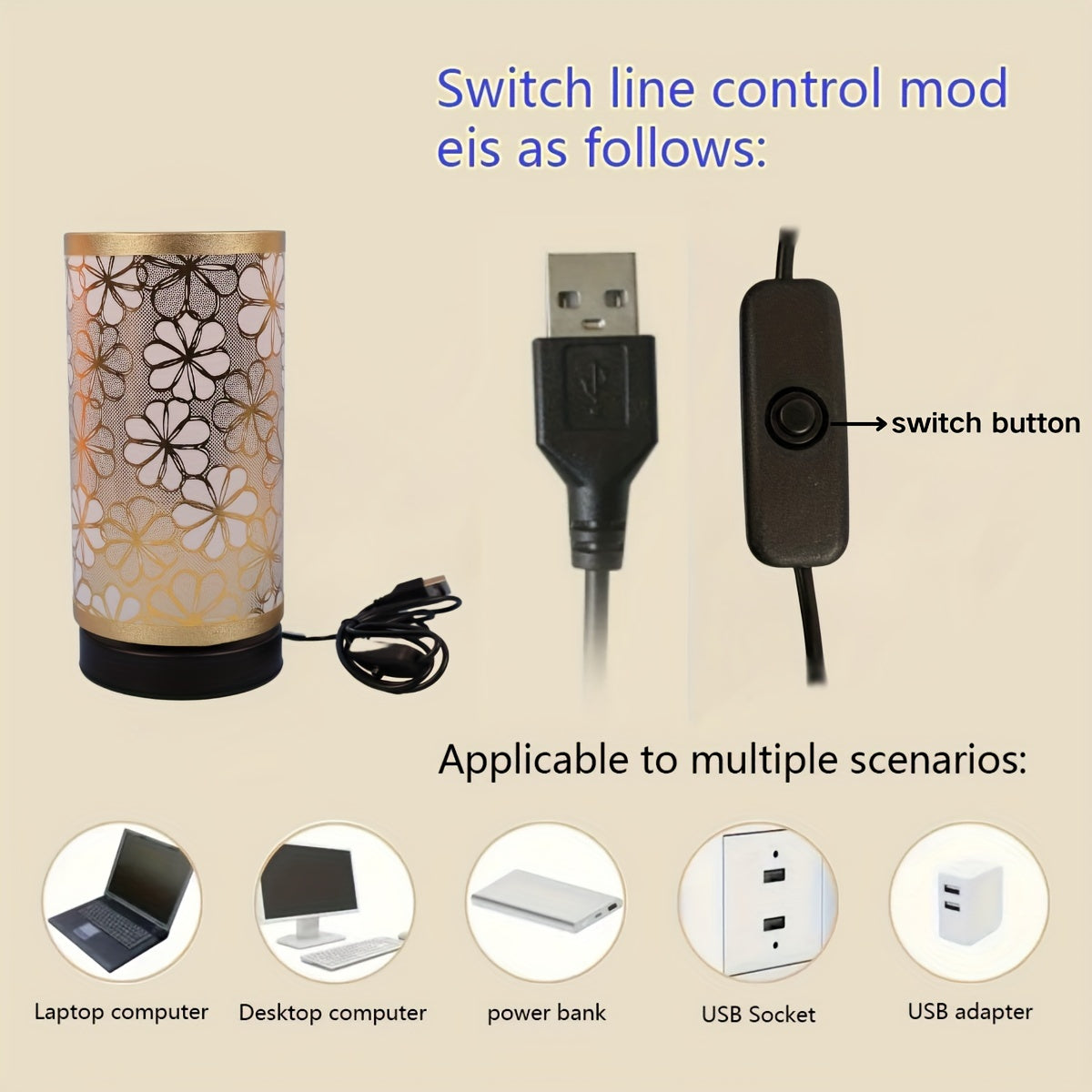 Floral USB Table Lamp | Warm Ambient Decorative Light | Soft-Touch Fabric Rechargeable Nordic