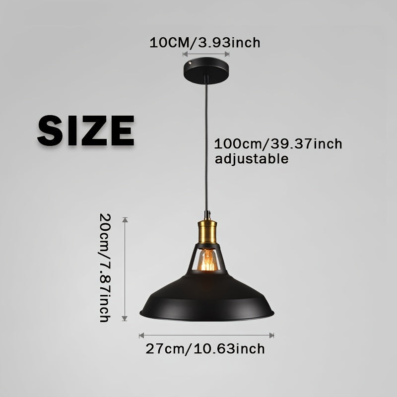 Industrial Metal Pendant Light | Retro Loft Style | Brass Adjustable Vintage-inspired