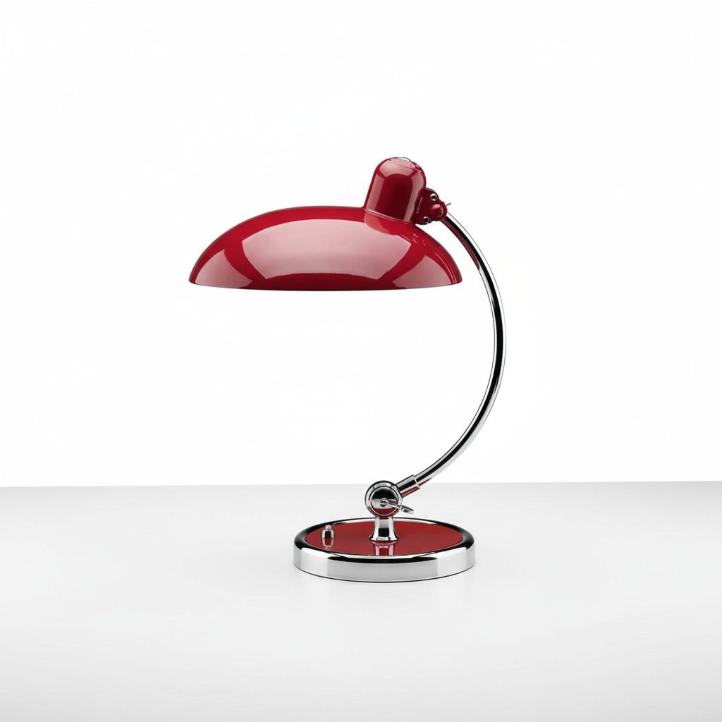 ScandiArc Table Lamp | Bauhaus-Inspired Curved Metal Design | Polished Chrome Nordic Bedside