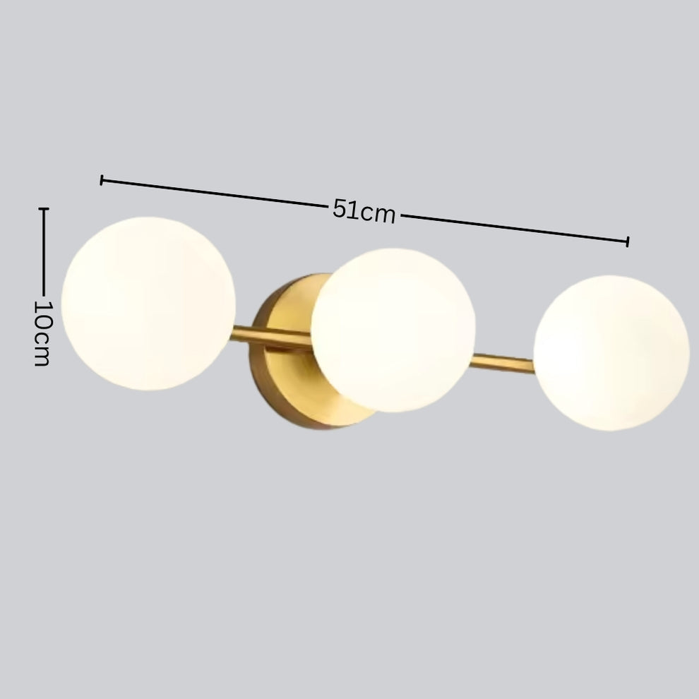 Modern Nordic Glass Ball Wall Light | Triple Globe Design | Metal Bedroom