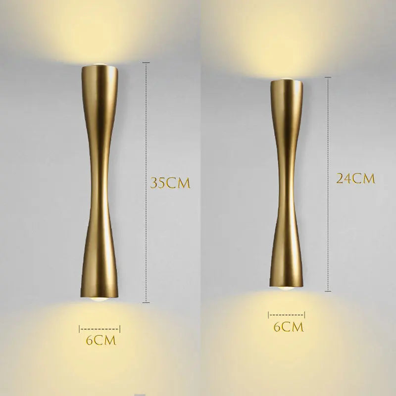 Modern Gold Wall Light | Nordic Up & Down Waterproof Lamp | Aluminium LED Bedroom