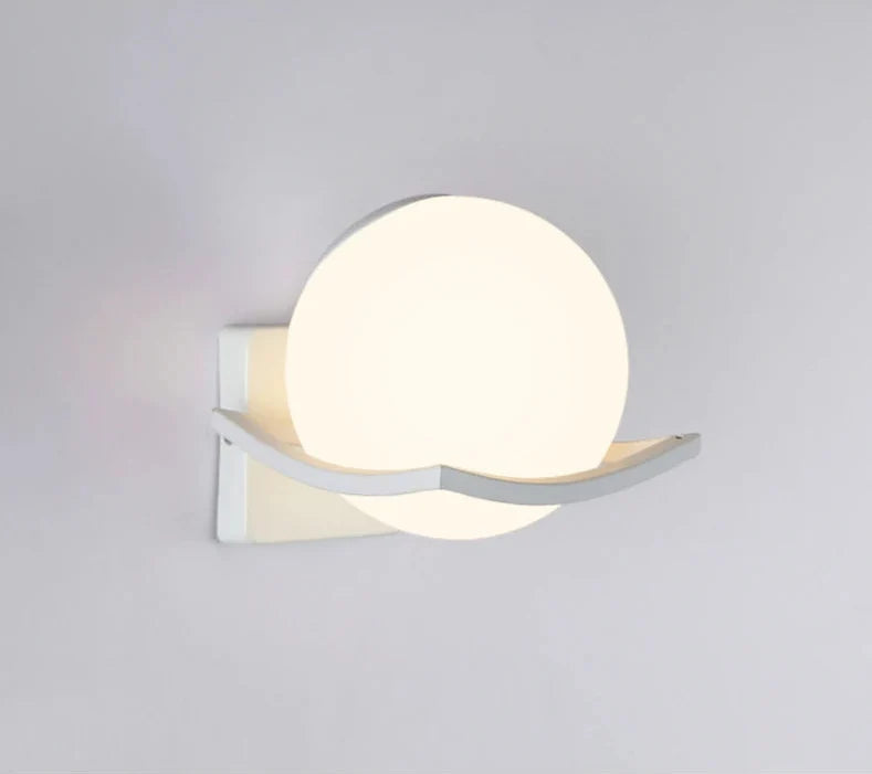 Makar Wall Light | Modern European Glass Globe Sconce | Metal Bedroom