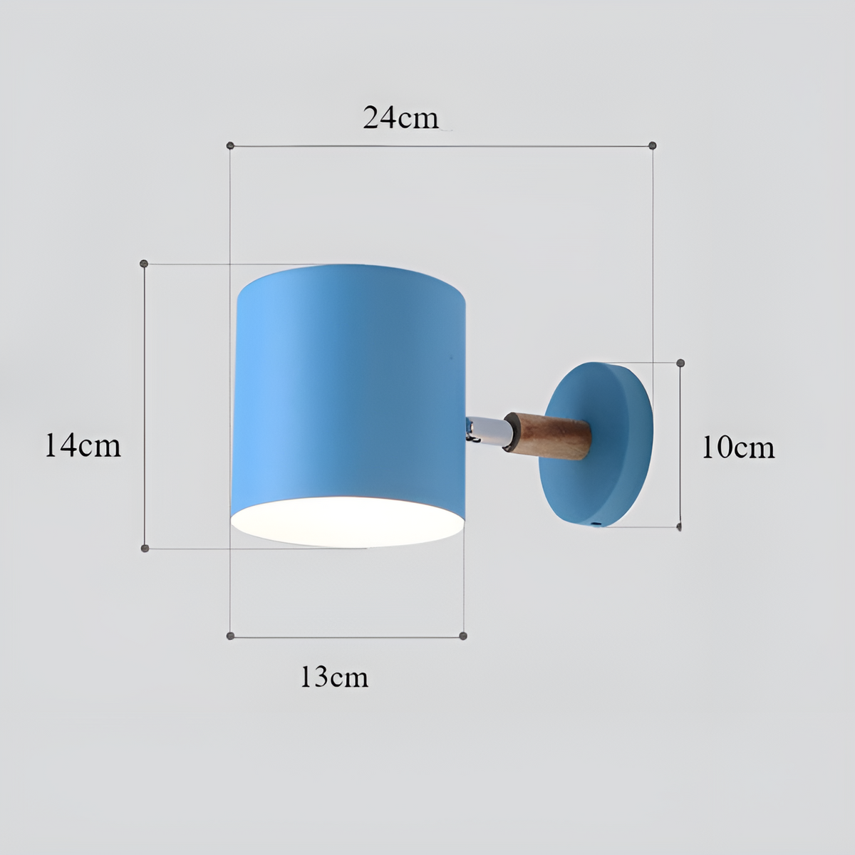 NordicGlow Adjustable Wall Lamp | Pastel Scandinavian Design | Wall Light Wood Metal Nordic