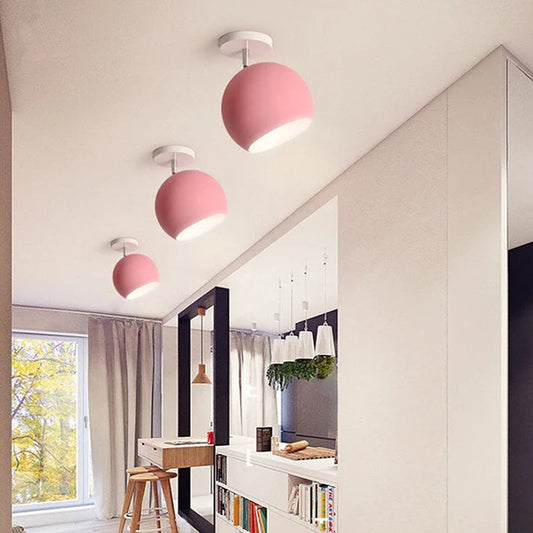 Nordic Macaron Ceiling Light | Modern Round Aluminium Lamp | Bedroom