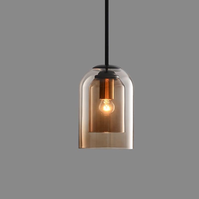 Mica Mid-Century Pendant Lamp | Double Glass Shade | Pendant Light Iron Mid-century Dining Room