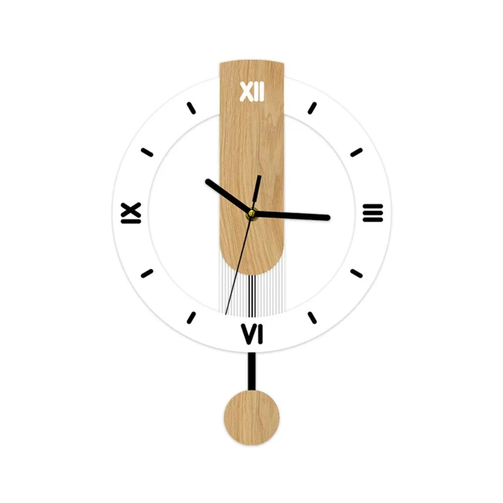 Minimalist Pendulum Wall Clock | Modern Acrylic & Wood Design | Adjustable Silent Kitchen