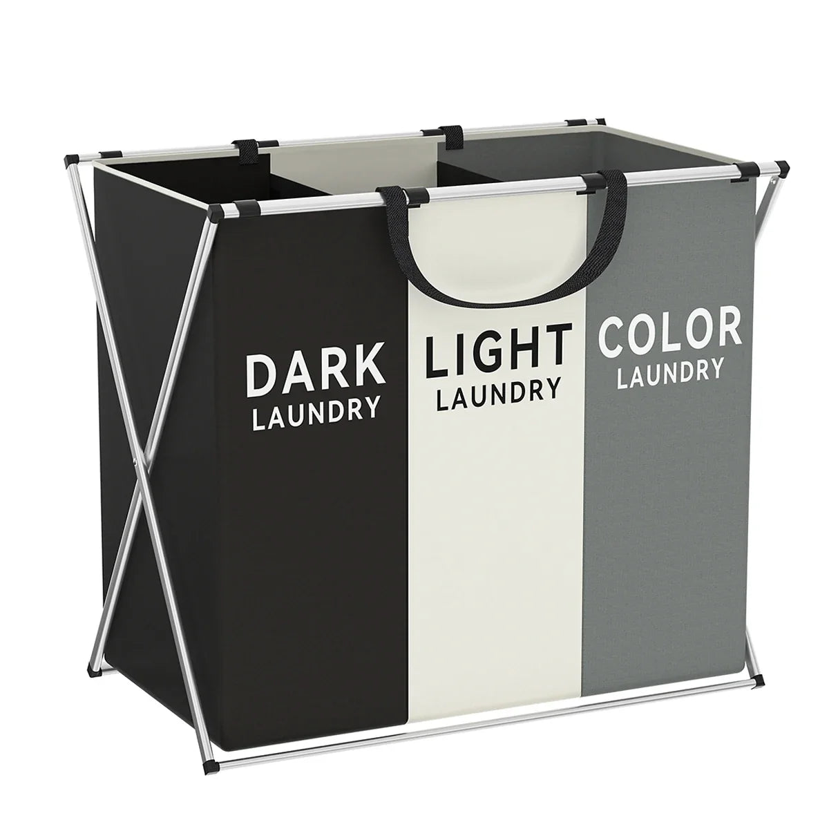 TriSort | Multi-Section Laundry Hamper | Foldable Clothes Basket with Compartments | Adjustable