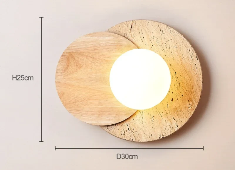 Wabi-Sabi Stone Wall Lamp | Modern Natural Texture Design | Wall Light Wood Glass Bedroom