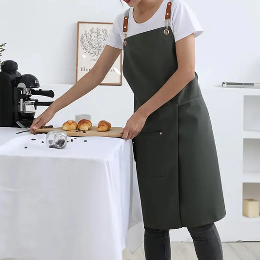 WorkEase | Waterproof Canvas Apron | Split Skirt Design with Pockets | Kitchen Essential