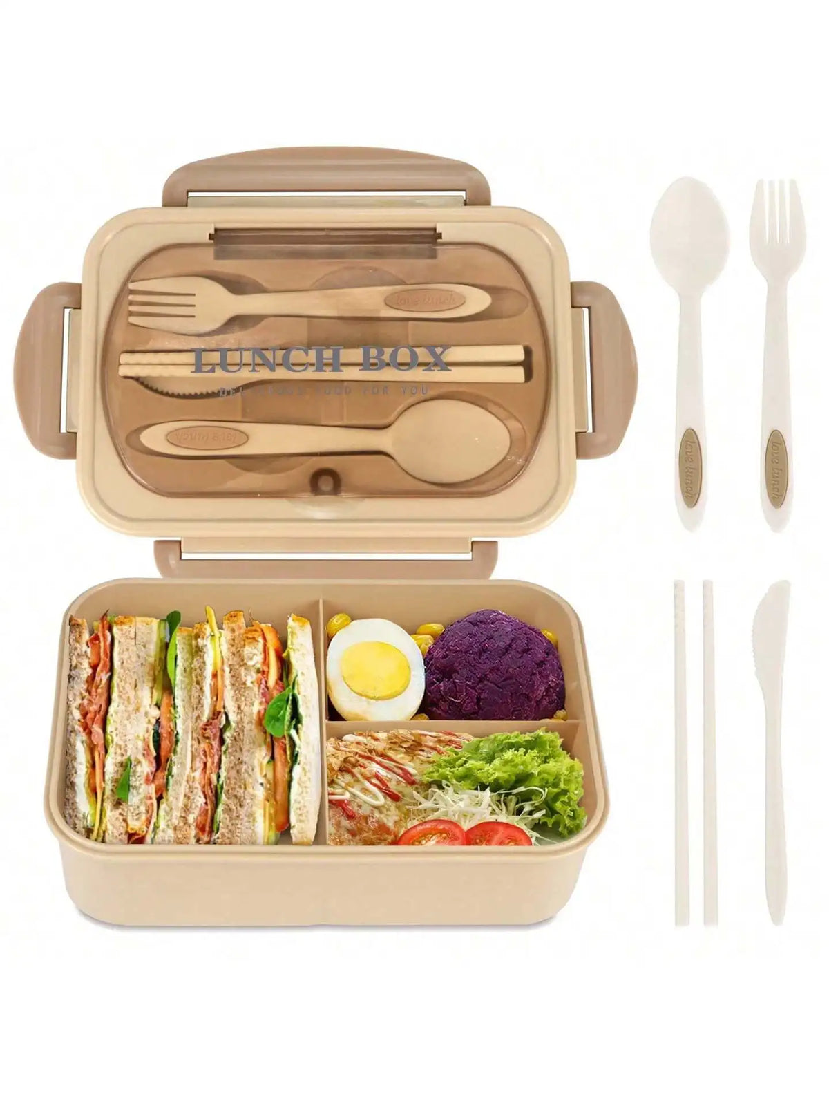 MealMate | Bento Lunch Box with Utensils | 4 Compartments & Leak-Proof Design | Leak-Proof