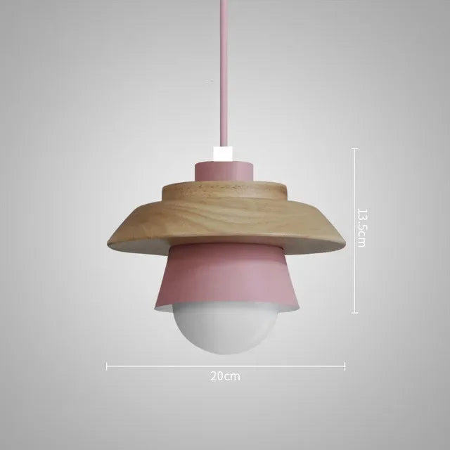 Nordic Wood Pendant Light | Colourful Macaron Design | Dining Room