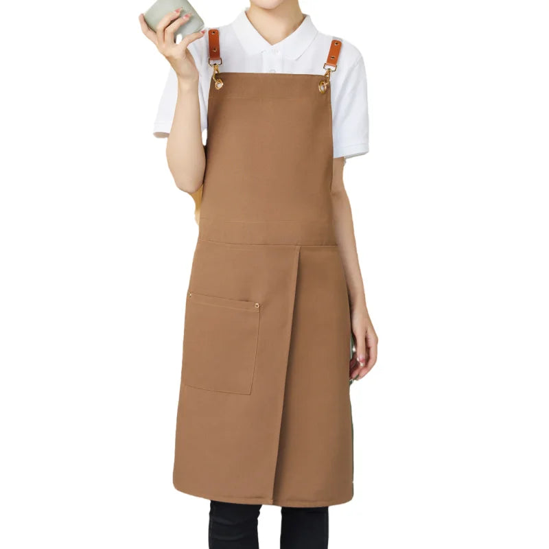 WorkEase | Waterproof Canvas Apron | Split Skirt Design with Pockets | Kitchen Essential