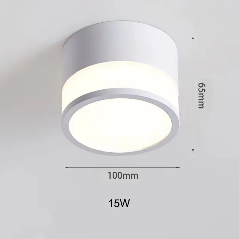 Nordic Surface Mounted LED Downlight | 9W / 15W Ceiling Light | Clear Acrylic Aluminium Bedroom