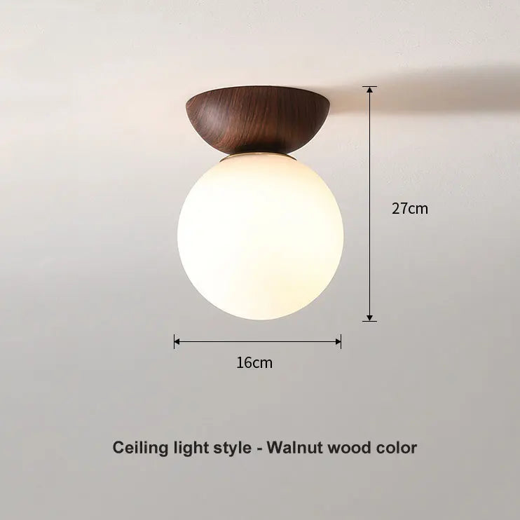 Modern Nordic Glass Ball Ceiling & Pendant Light | Wood Finish | Dining Room