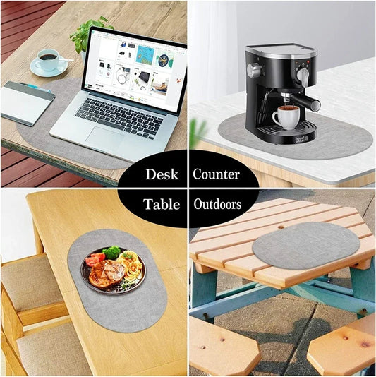 LinoMat | Oval Faux Leather Placemats | Heat Resistant & Non-Slip | Mat Woven Linen Non-Slip