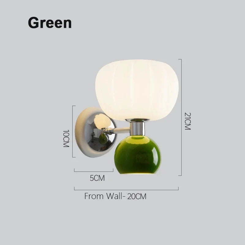 Nordic Pumpkin Wall Lamp | Modern Glass & Metal Sconce | Wall Light Cast Resin Bedroom