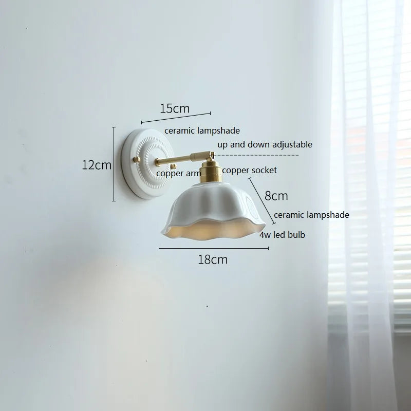 Nordic Cream Ceramic Wall Lamp | Vintage Elegance for Modern Homes | Wall Light Brass Bedroom