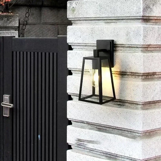 Verona Outdoor Wall Lamp | European Modern Lantern Light | Glass Metal Waterproof Garden