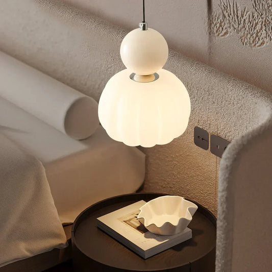 Nordic Pumpkin Pendant Light | Modern LED Ceiling Lamp | Glass Dining Room