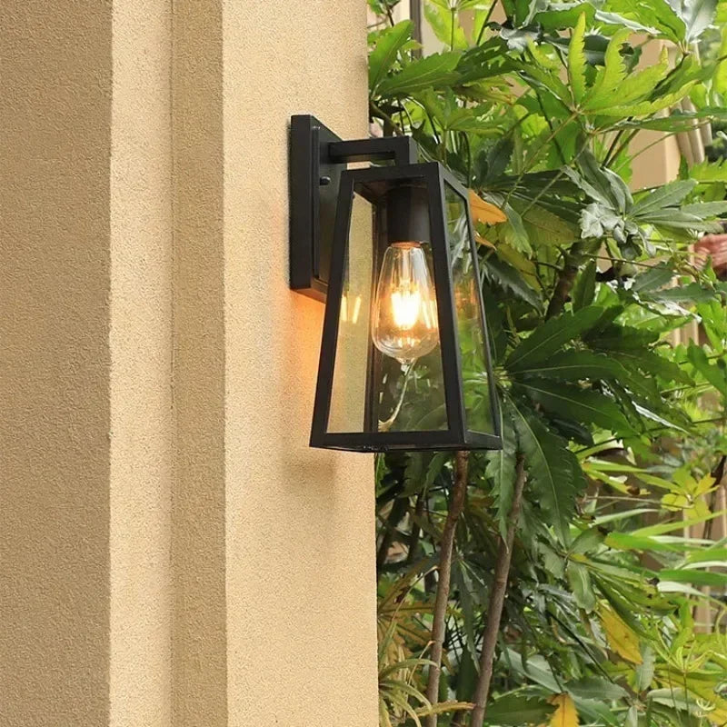 Verona Outdoor Wall Lamp | European Modern Lantern Light | Glass Metal Waterproof Garden