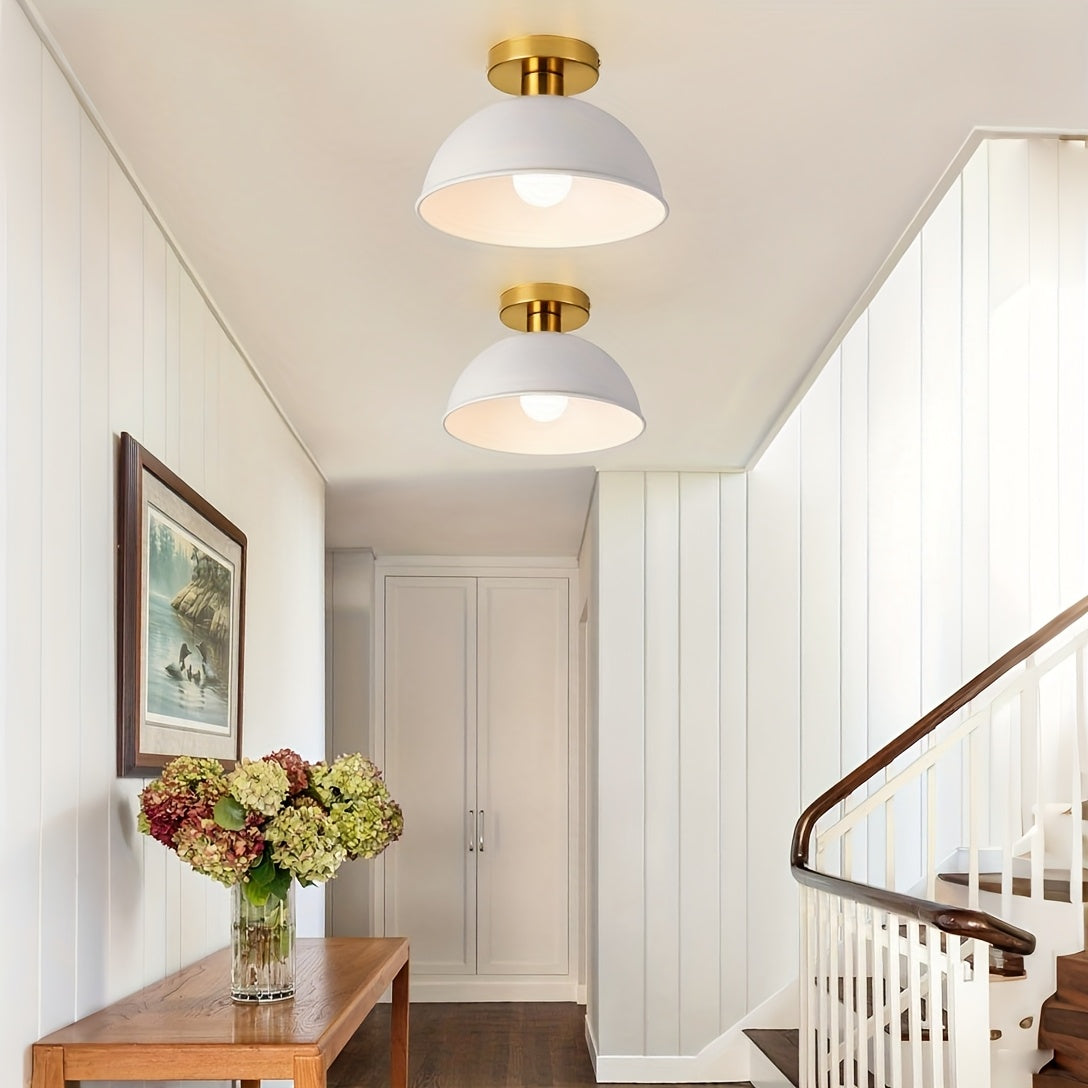 Modern Semi-Flush Ceiling Lamp | Matte Metal Finish | Ceiling Light Brass Iron Nordic Bedroom