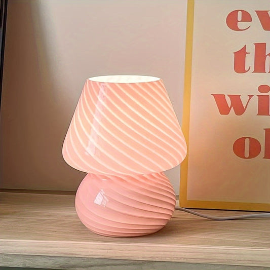 Murano-Style Glass Mushroom Lamp | USB Dimmable Table Light | Rechargeable Handcrafted Bedside