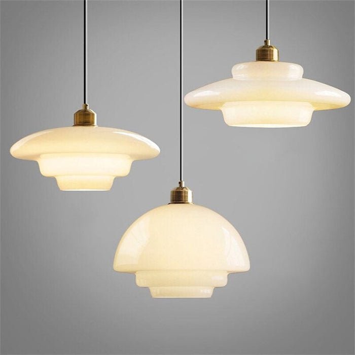 White Glass Pendant Light | Modern Mid-Century Elegance | Brass Handcrafted Mid-century
