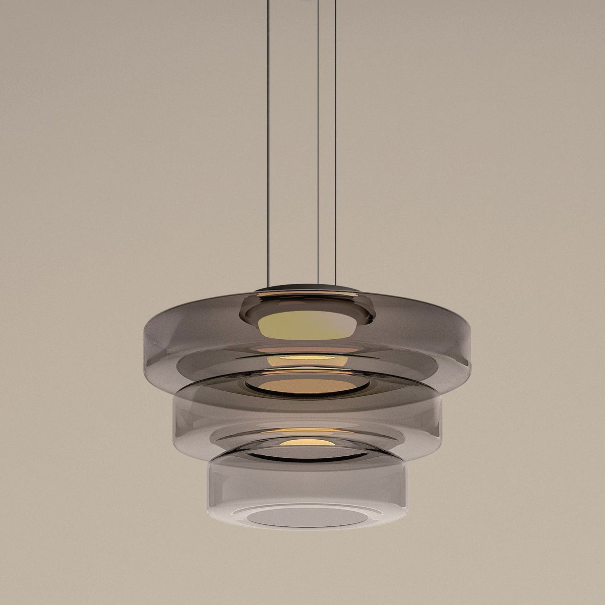Bauhaus Glass Pendant Light | Modern Layered LED Hanging Lamp | Adjustable Dining Room