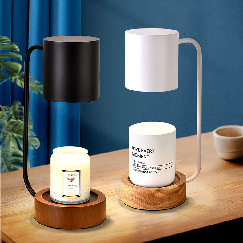 Japanese Minimalist Candle Warmer Lamp | Wooden Base Dimmable Wax Melter | Wood Metal Nordic