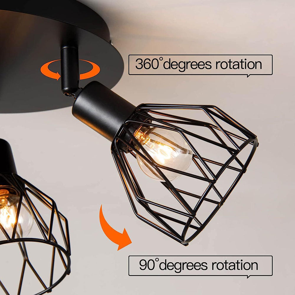 Industrial Adjustable Black Spotlight Ceiling Light | Vintage Functionality | Metal Bedroom