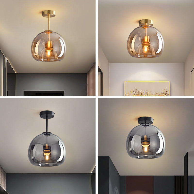 Nordic Glass Ball Ceiling Light | Semi-Flush Mount | LED Bedroom