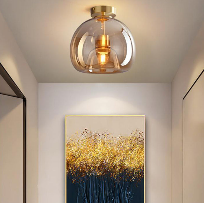 Nordic Glass Ball Ceiling Light | Semi-Flush Mount | LED Bedroom