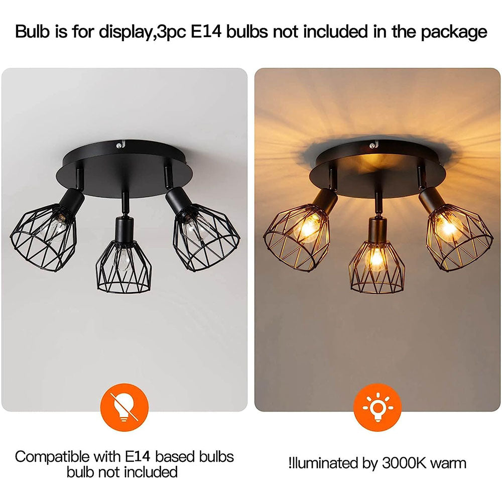 Industrial Adjustable Black Spotlight Ceiling Light | Vintage Functionality | Metal Bedroom