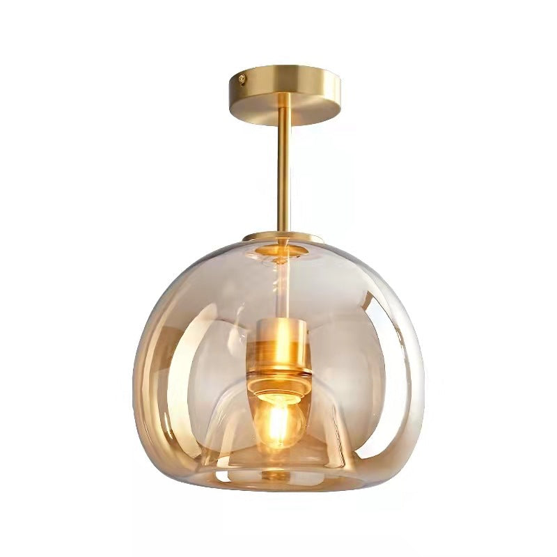 Nordic Glass Ball Ceiling Light | Semi-Flush Mount | LED Bedroom
