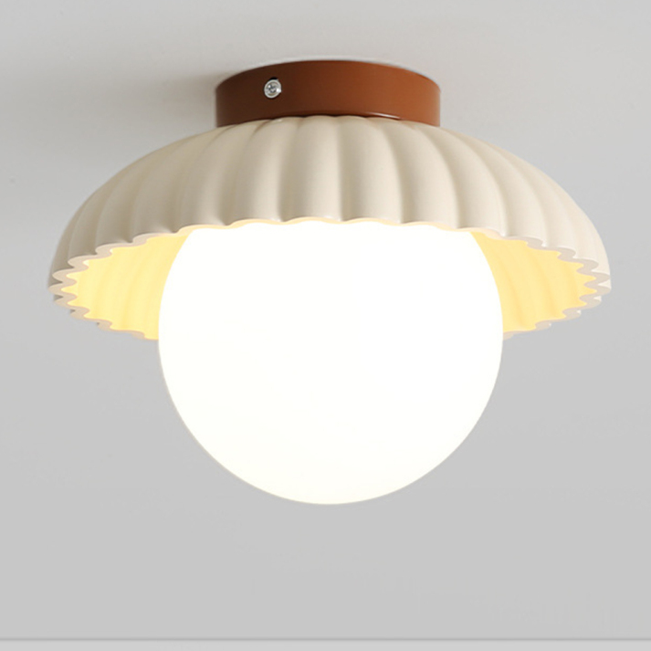 Iron Hallway Ceiling Light | Modern Glass & Metal Flush Mount | Bedroom