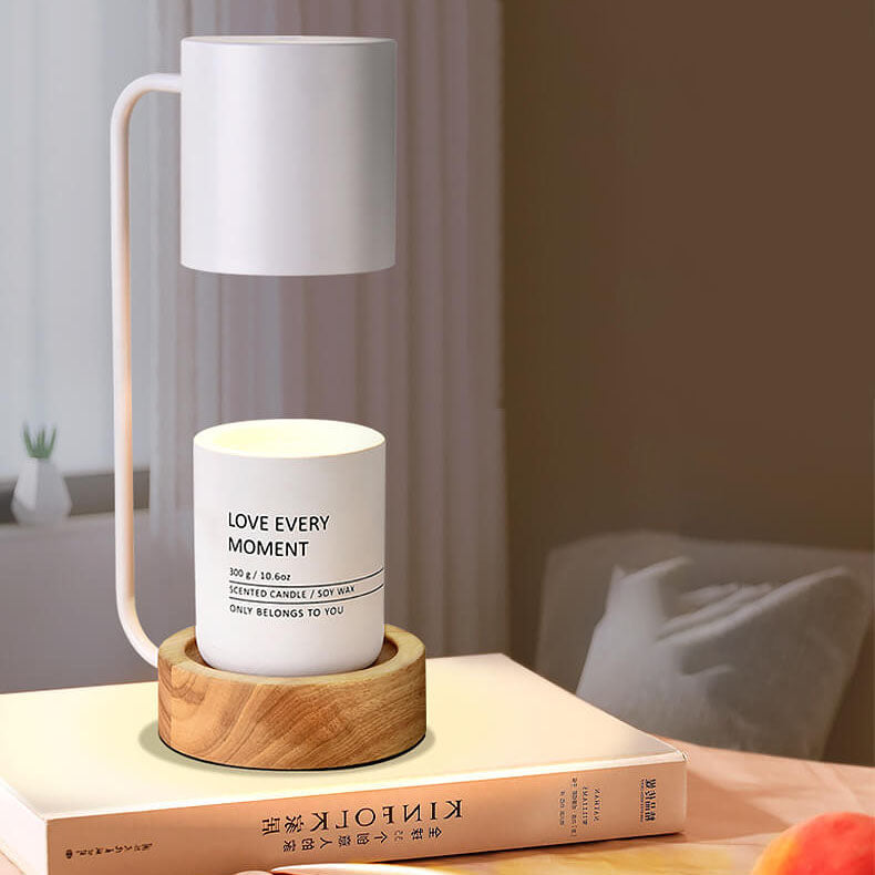 Japanese Minimalist Candle Warmer Lamp | Wooden Base Dimmable Wax Melter | Wood Metal Nordic