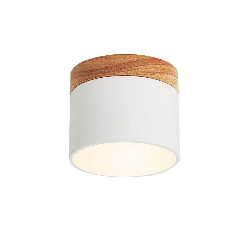 Scandinavian Macaron LED Ceiling Light | Wooden Accent Flush Mount | Wood Metal Nordic Bedroom
