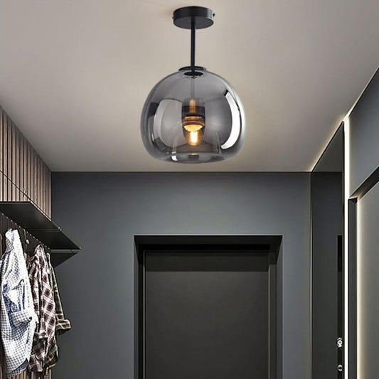 Nordic Glass Ball Ceiling Light | Semi-Flush Mount | LED Bedroom