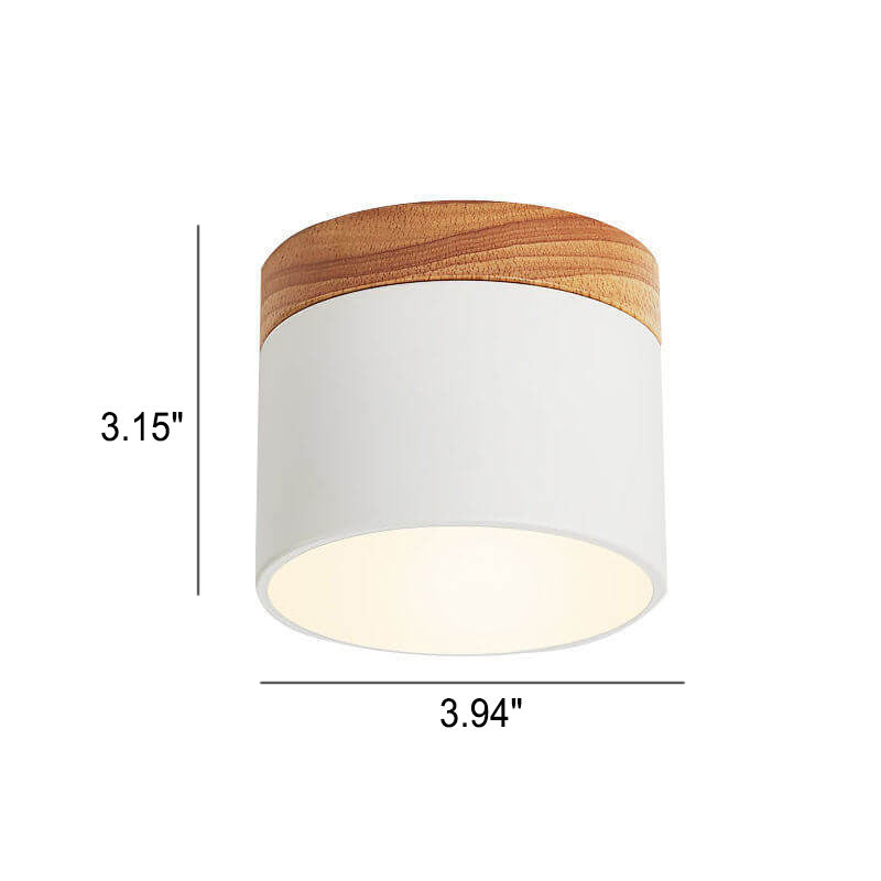Scandinavian Macaron LED Ceiling Light | Wooden Accent Flush Mount | Wood Metal Nordic Bedroom