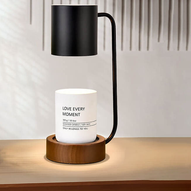 Japanese Minimalist Candle Warmer Lamp | Wooden Base Dimmable Wax Melter | Wood Metal Nordic