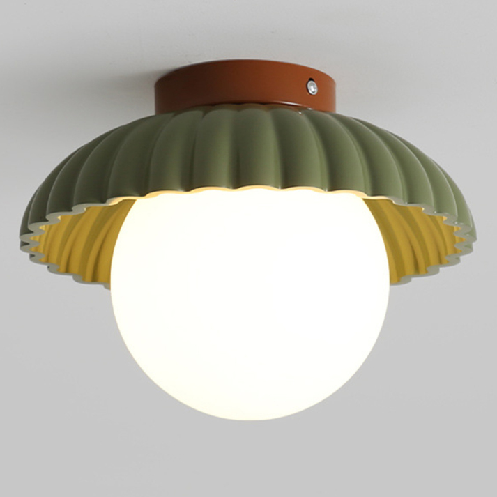 Iron Hallway Ceiling Light | Modern Glass & Metal Flush Mount | Bedroom