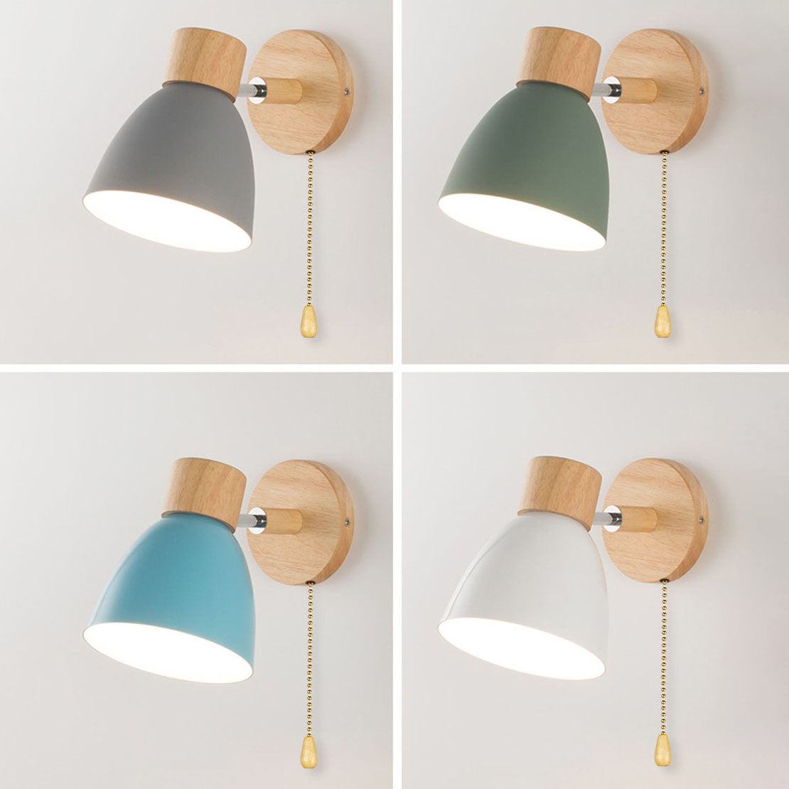 Modern Minimalist Wall Sconce | Wood & Iron Macaron Lamp | Wall Light Adjustable Nordic Bedroom
