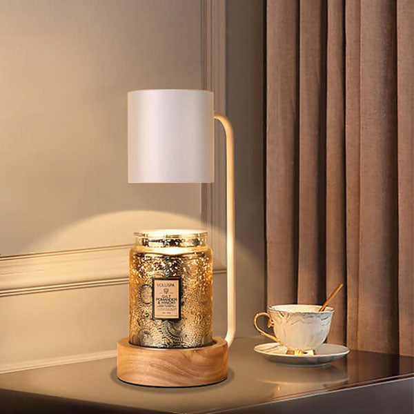Japanese Minimalist Candle Warmer Lamp | Wooden Base Dimmable Wax Melter | Wood Metal Nordic