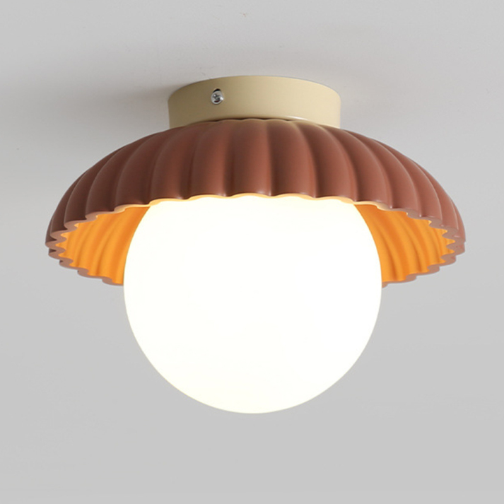 Iron Hallway Ceiling Light | Modern Glass & Metal Flush Mount | Bedroom